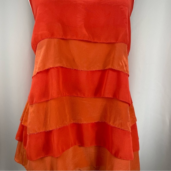 NWT Patterson J Kincaid Originals Tiered Silk And Chiffon Razor Back Tan… - Picture 5 of 12